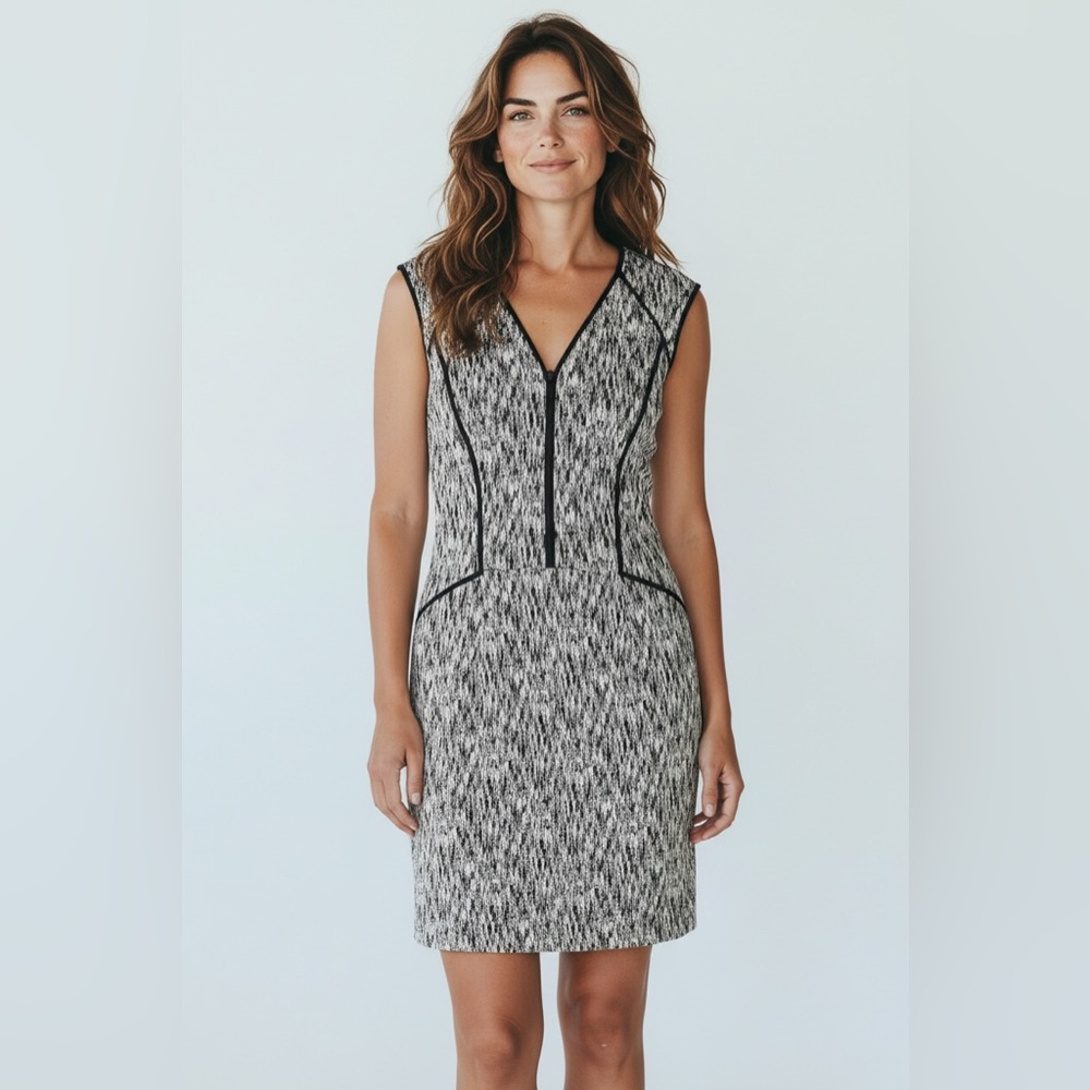 Banana Republic Black & White Zip Detail Sheath Dress Size 4